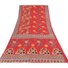 Sanskriti Vintage Sarees From India Red Pure Cotton Print Sari 5yd Craft Sustainable Fabric