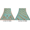 Sanskriti Vintage Sarees Indian Blue Pure Cotton Printed Sari 5yd Craft Sustainable Fabric