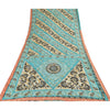 Sanskriti Vintage Sarees Indian Blue Pure Cotton Printed Sari 5yd Craft Sustainable Fabric
