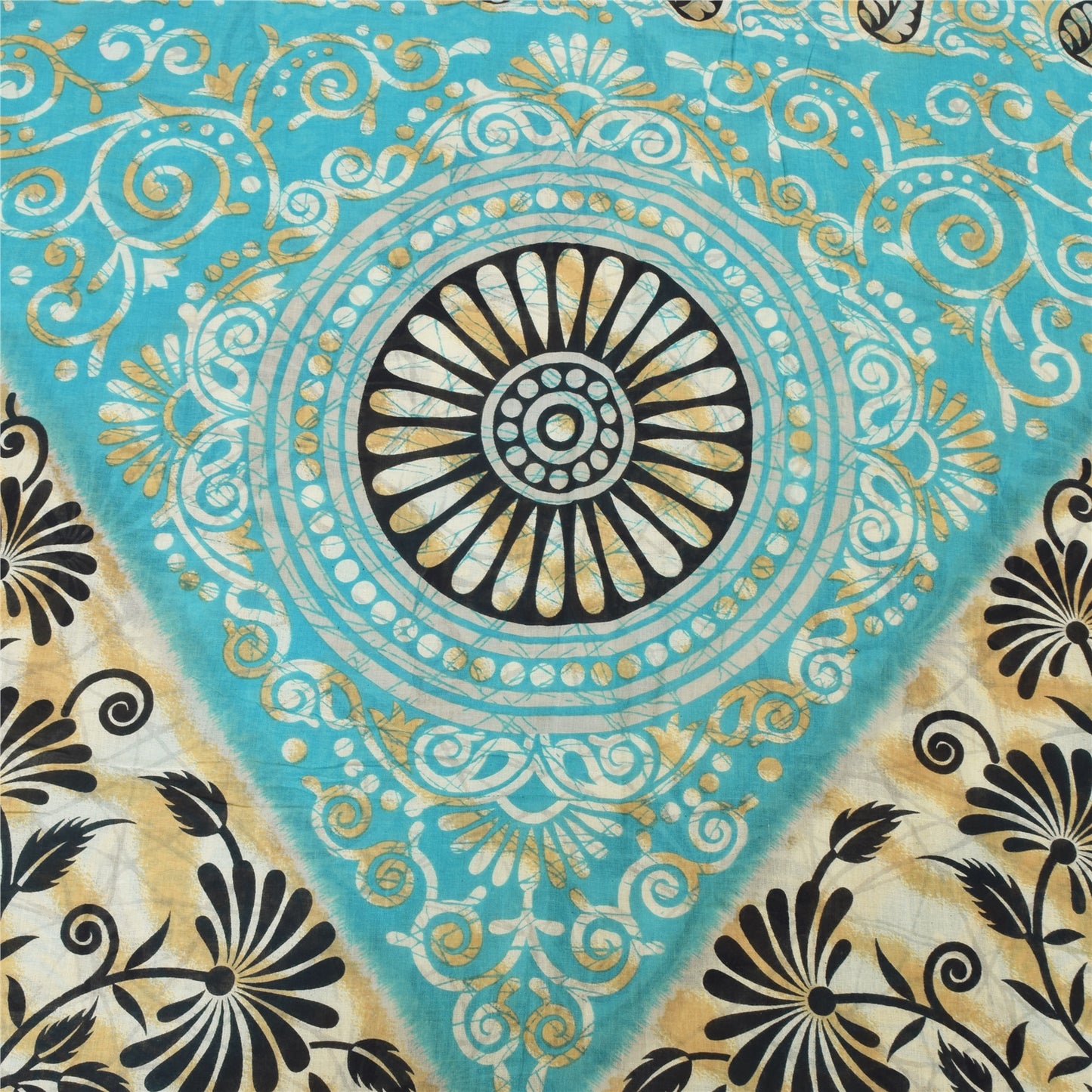 Sanskriti Vintage Sarees Indian Blue Pure Cotton Printed Sari 5yd Craft Sustainable Fabric