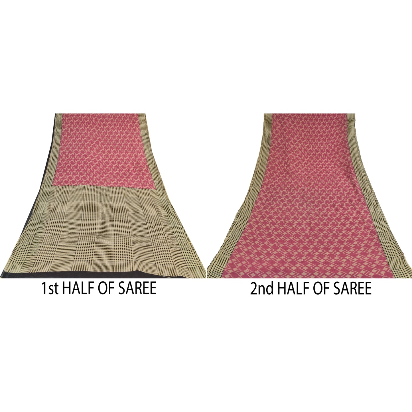 Sanskriti Vintage Sarees Indian Pink Pure Cotton Printed Sari 5yd Craft Sustainable Fabric