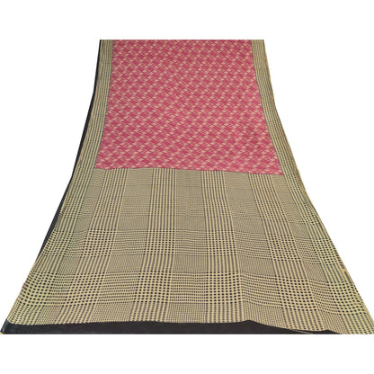 Sanskriti Vintage Sarees Indian Pink Pure Cotton Printed Sari 5yd Craft Sustainable Fabric