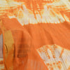 Sanskriti Vintage Sarees Orange/Ivory Tie-Dye Pure Cotton Sari 5yd Craft Sustainable Fabric