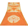 Sanskriti Vintage Sarees Orange/Ivory Tie-Dye Pure Cotton Sari 5yd Craft Sustainable Fabric