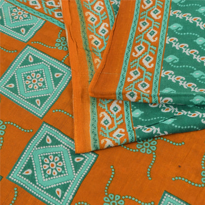 Sanskriti Vintage Sarees From India Blue Pure Cotton Print Sari 5yd Craft Sustainable Fabric