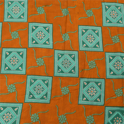 Sanskriti Vintage Sarees From India Blue Pure Cotton Print Sari 5yd Craft Sustainable Fabric