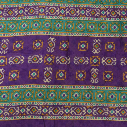 Sanskriti Vintage Sarees Indian Cream Pure Cotton Printed Sari 5yd Craft Sustainable Fabric