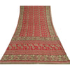 Sanskriti Vintage Sarees From India Red Pure Cotton Print Sari 5yd Craft Fabric