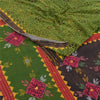 Sanskriti Vintage Sarees Green Hand Embroidered Printed Pure Cotton Sari Sustainable Fabric