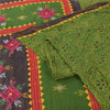 Sanskriti Vintage Sarees Green Hand Embroidered Printed Pure Cotton Sari Sustainable Fabric
