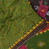 Sanskriti Vintage Sarees Green Hand Embroidered Printed Pure Cotton Sari Sustainable Fabric