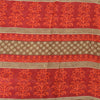 Sanskriti Vintage Sarees Cream & Red Pure Cotton Printed Sari 5+yd Craft Fabric