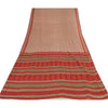 Sanskriti Vintage Sarees Cream & Red Pure Cotton Printed Sari 5+yd Craft Fabric