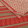Sanskriti Vintage Sarees Cream & Red Pure Cotton Printed Sari 5+yd Craft Fabric