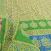 Sanskriti Vintage Sarees Pale-Yellow Pure Cotton Printed Sari 5yd Craft Sustainable Fabric