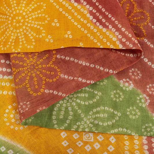 Vintage Saree Multicolor 100% Pure Cotton Bandhani Printed Fabric 5+Yard Craft Fabric Sewing Sari