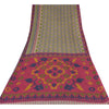 Sanskriti Vintage Cream Soft Pure Cotton Saree Ikat Print Sari 5+YD Craft Fabric