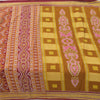 Sanskriti Vintage Sarees Mustard/Purple Pure Cotton Print Sari 5yd Craft Sustainable Fabric