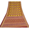 Sanskriti Vintage Sarees Mustard/Purple Pure Cotton Print Sari 5yd Craft Sustainable Fabric