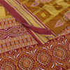 Sanskriti Vintage Sarees Mustard/Purple Pure Cotton Print Sari 5yd Craft Sustainable Fabric