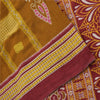 Sanskriti Vintage Sarees Mustard/Purple Pure Cotton Print Sari 5yd Craft Sustainable Fabric