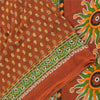 Sanskriti Vintage Sarees Indian Orange Pure Cotton Printed Sari 5yd Craft Sustainable Fabric