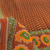 Sanskriti Vintage Sarees Indian Orange Pure Cotton Printed Sari 5yd Craft Sustainable Fabric
