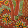 Sanskriti Vintage Sarees Indian Orange Pure Cotton Printed Sari 5yd Craft Sustainable Fabric