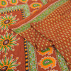 Sanskriti Vintage Sarees Indian Orange Pure Cotton Printed Sari 5yd Craft Sustainable Fabric