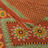 Sanskriti Vintage Sarees Indian Orange Pure Cotton Printed Sari 5yd Craft Sustainable Fabric