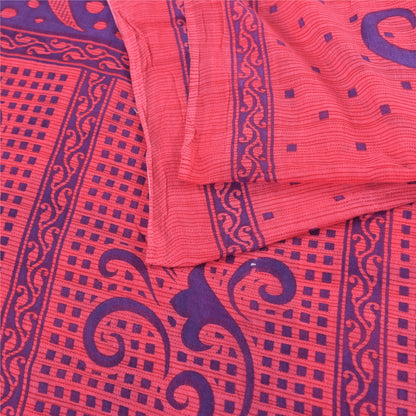 Санскритские винтажные сари розового/синего цвета из чистого хлопка с принтом, 5 ярдов, ткань для рукоделия из экологически чистой ткани