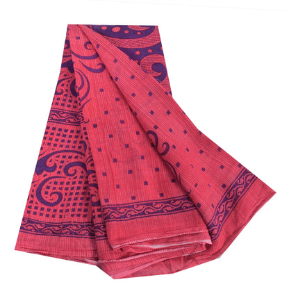 Санскритские винтажные сари розового/синего цвета из чистого хлопка с принтом, 5 ярдов, ткань для рукоделия из экологически чистой ткани