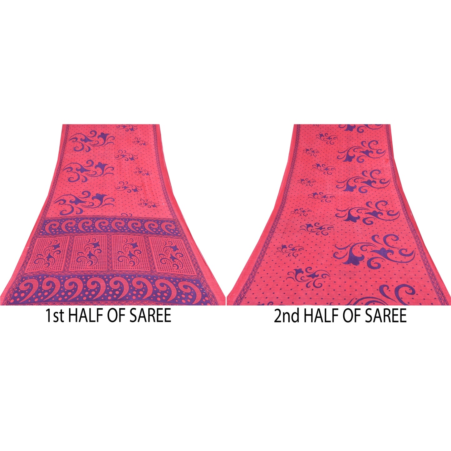 Санскритские винтажные сари розового/синего цвета из чистого хлопка с принтом, 5 ярдов, ткань для рукоделия из экологически чистой ткани