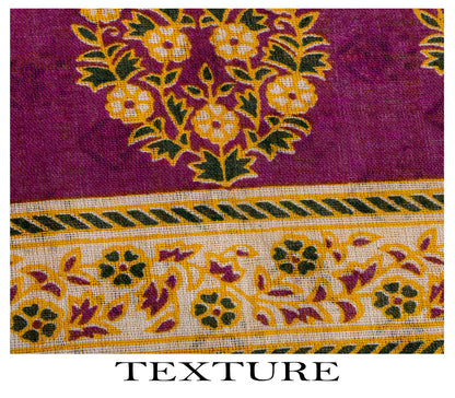 Sanskriti Vintage Saree Off-White 100% Pure Cotton Floral Print Sari 5+YD Sewing Craft Fabric