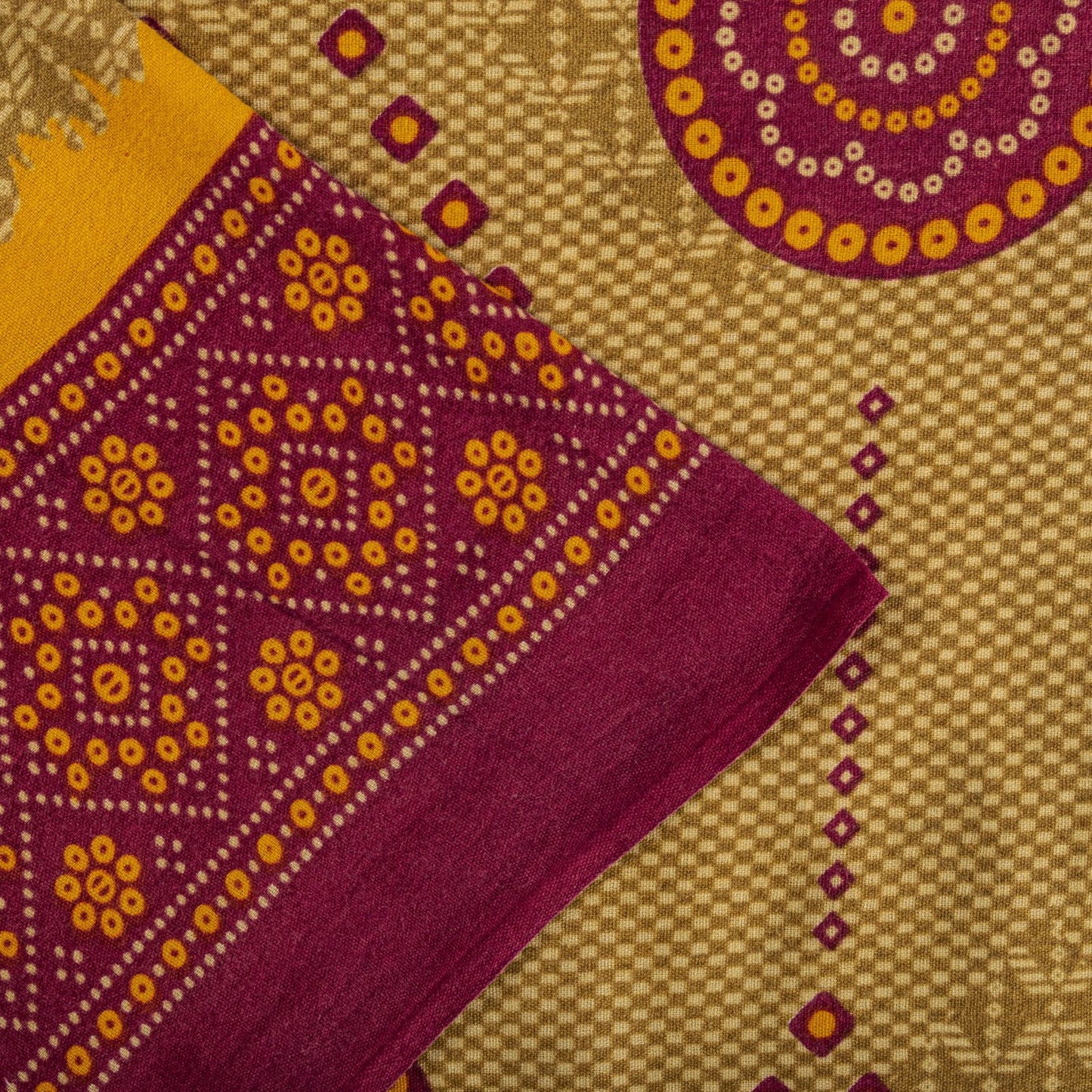 Sanskriti Vintage Saree Yellow 100% Pure Cotton Bandhani Print Craft Fabric 5+Yard Sari