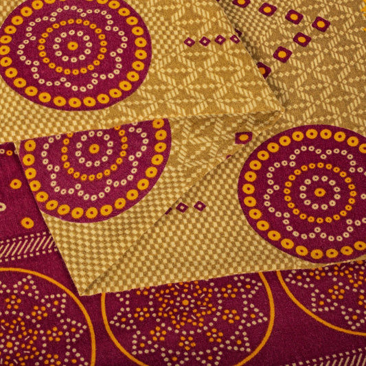 Sanskriti Vintage Saree Yellow 100% Pure Cotton Bandhani Print Craft Fabric 5+Yard Sari
