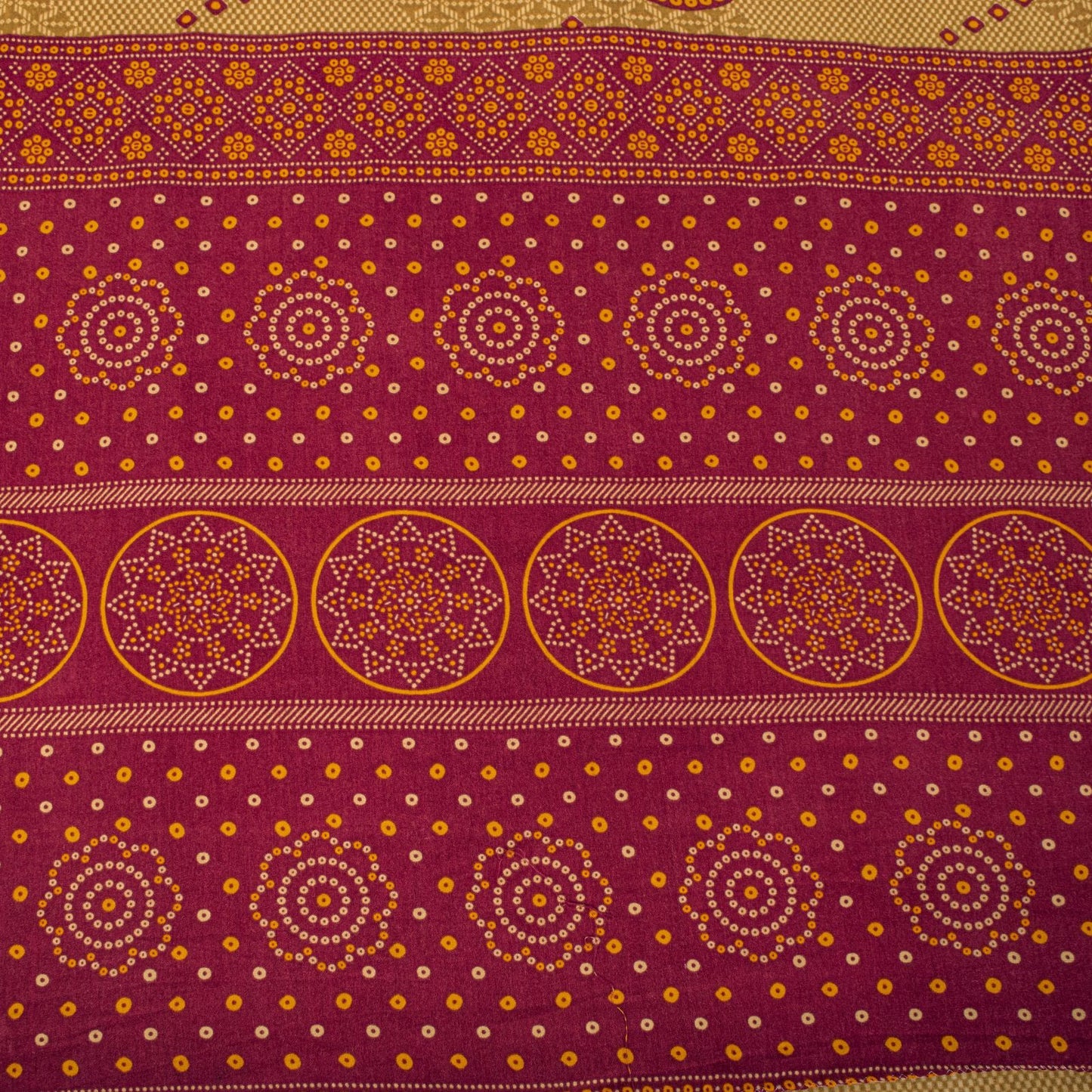 Sanskriti Vintage Saree Yellow 100% Pure Cotton Bandhani Print Craft Fabric 5+Yard Sari