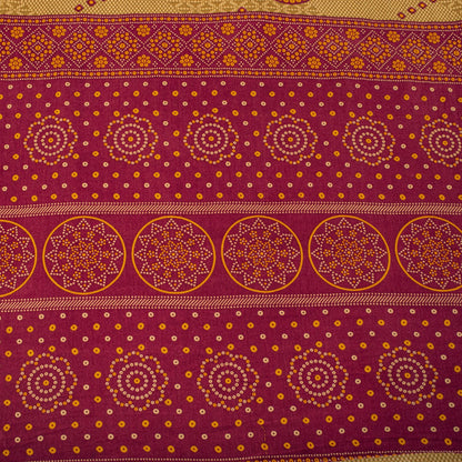 Sanskriti Vintage Saree Yellow 100% Pure Cotton Bandhani Print Craft Fabric 5+Yard Sari