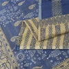Sanskriti Vintage Sarees Blue & Cream 100% Pure Cotton Geometric Print 5+YD Sari