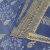 Sanskriti Vintage Sarees Blue & Cream 100% Pure Cotton Geometric Print 5+YD Sari
