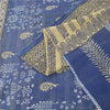 Sanskriti Vintage Sarees Blue & Cream 100% Pure Cotton Geometric Print 5+YD Sari