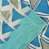Sanskriti Vintage Sarees Blue Pure Cotton Geometric Print Sari 5yd Craft Sustainable Fabric