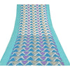 Sanskriti Vintage Sarees Blue Pure Cotton Geometric Print Sari 5yd Craft Sustainable Fabric