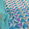 Sanskriti Vintage Sarees Blue Pure Cotton Geometric Print Sari 5yd Craft Sustainable Fabric
