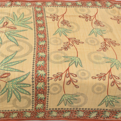 Sanskriti Vintage Sarees Indian Peach Pure Cotton Printed Sari 5yd Craft Sustainable Fabric
