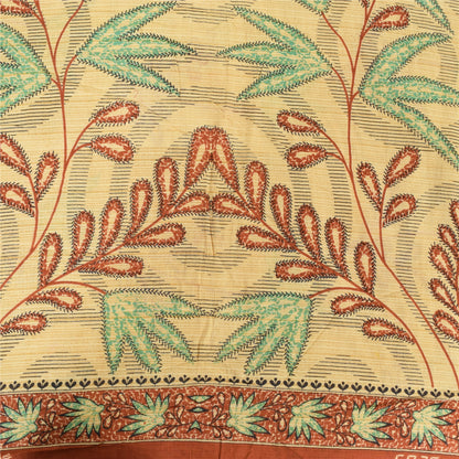 Sanskriti Vintage Sarees Indian Peach Pure Cotton Printed Sari 5yd Craft Sustainable Fabric