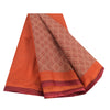 Sanskriti Vintage Sarees Red/Orange Pure Cotton Printed Sari 5yd Craft Sustainable Fabric