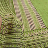Sanskriti Vintage Sarees Indian Green Pure Cotton Printed Sari 5yd Craft Sustainable Fabric