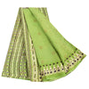 Sanskriti Vintage Sarees Indian Green Pure Cotton Printed Sari 5yd Craft Sustainable Fabric