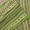 Sanskriti Vintage Sarees Indian Green Pure Cotton Printed Sari 5yd Craft Sustainable Fabric